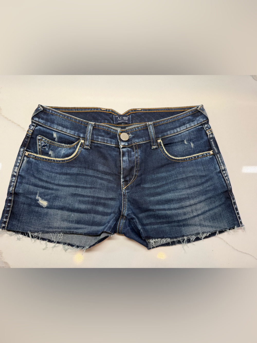 Armani Jeans  Distressed Denim Shorts